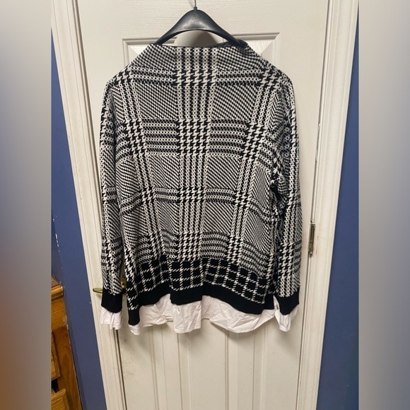 Isaac Mizrahi Live! Layered Jacquard Pullover Sweater Black/white 2X - Picture 3 of 7